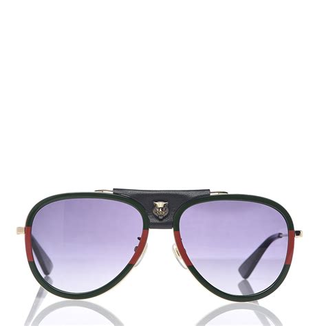 lentes gucci gg0062s|Green & Red Web Aviator Sunglasses .